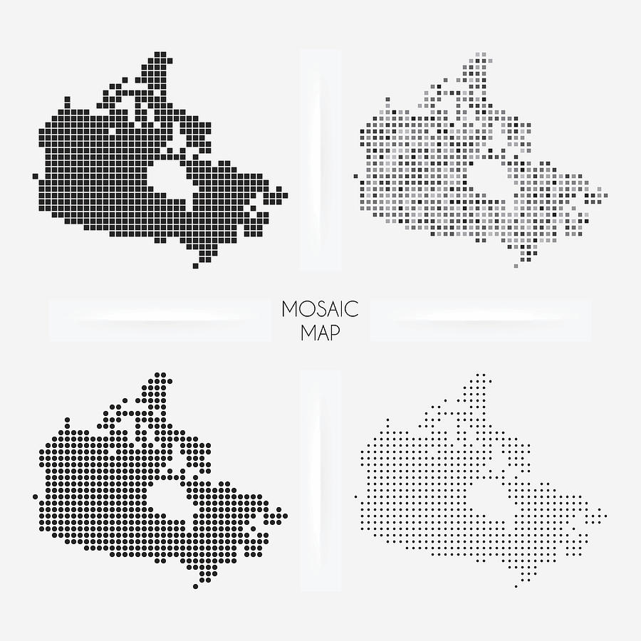 Canada maps - Mosaic squarred and dotted Drawing by Bgblue
