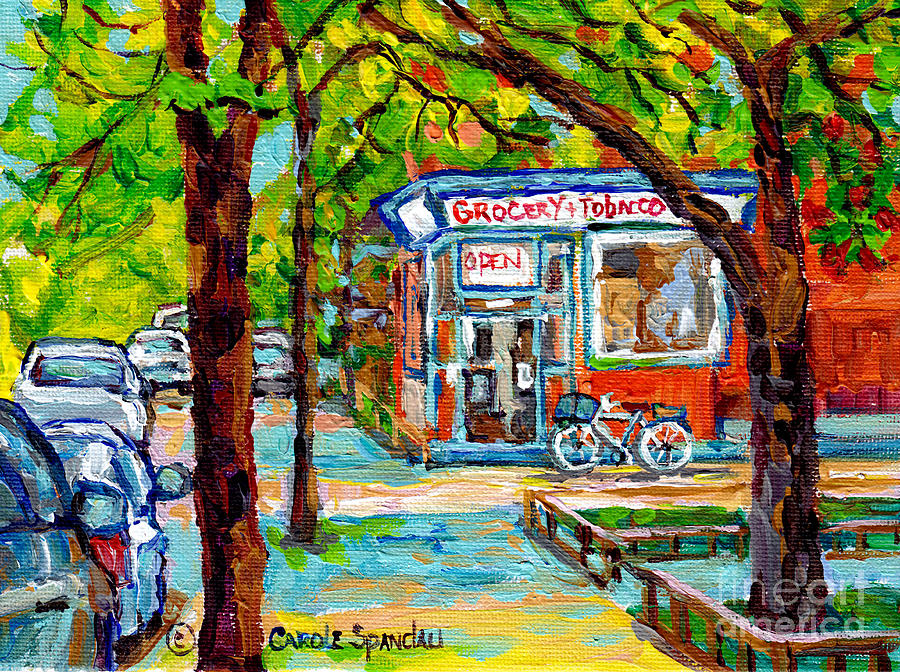 Canadian Art Montreal Street Scene The Pointe St Charles Depanneur Quebec Artiste  Carole Spandau Painting by Carole Spandau