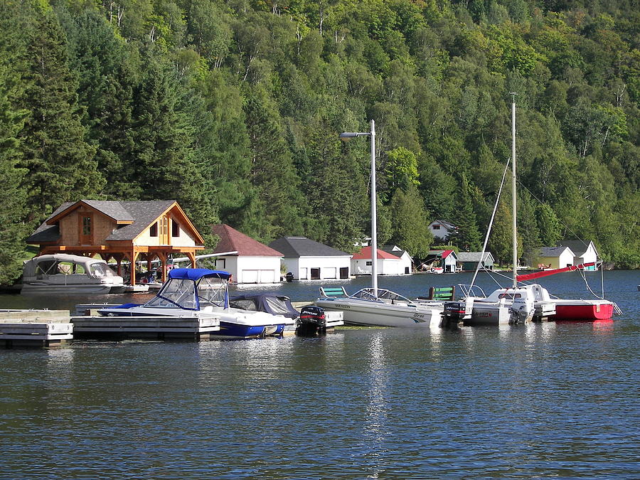 Canadian Boat Houses Along the Lake Photograph by Ann Murphy