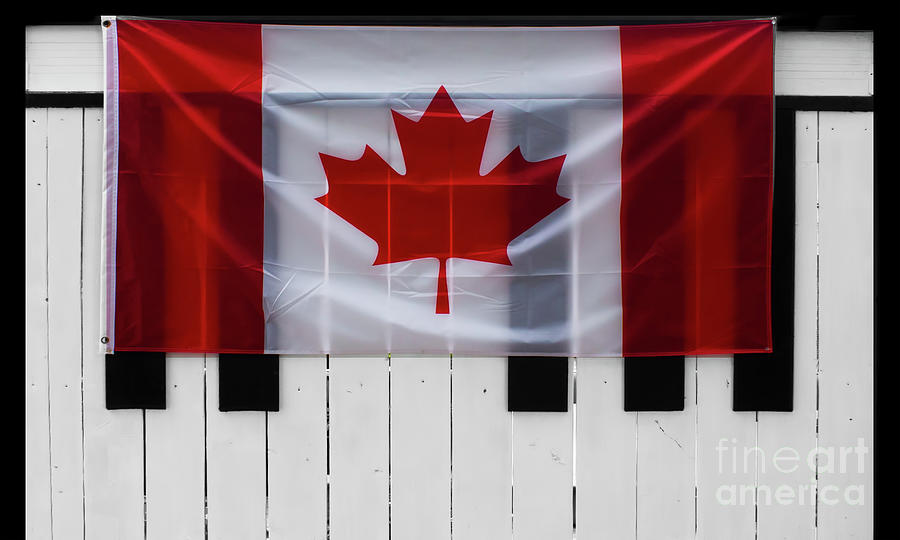 Flag Photograph - Canadian Flag on Keyboard Fence by Barbara McMahon