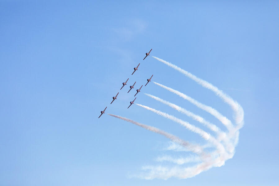 Canadian Forces Snowbirds in the Wineglass Formation Photograph by Michael Russell