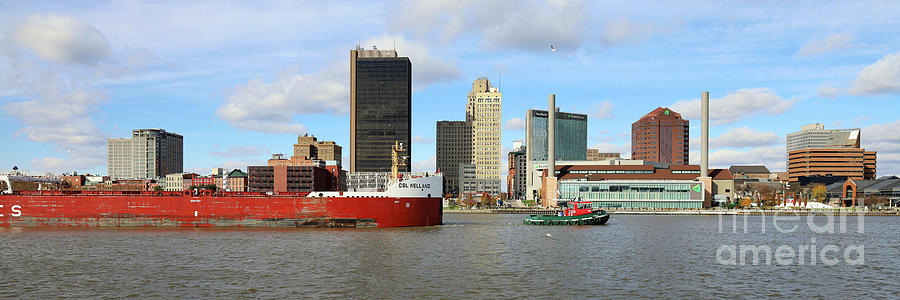 Canadian Freighter On Maumee River in Downtown Toledo 2731 Photograph by Jack Schultz