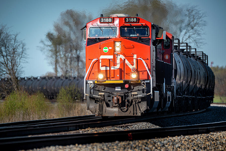 Canadian National 3188 southbound with a load of ethanol  Photograph by Jim Pearson