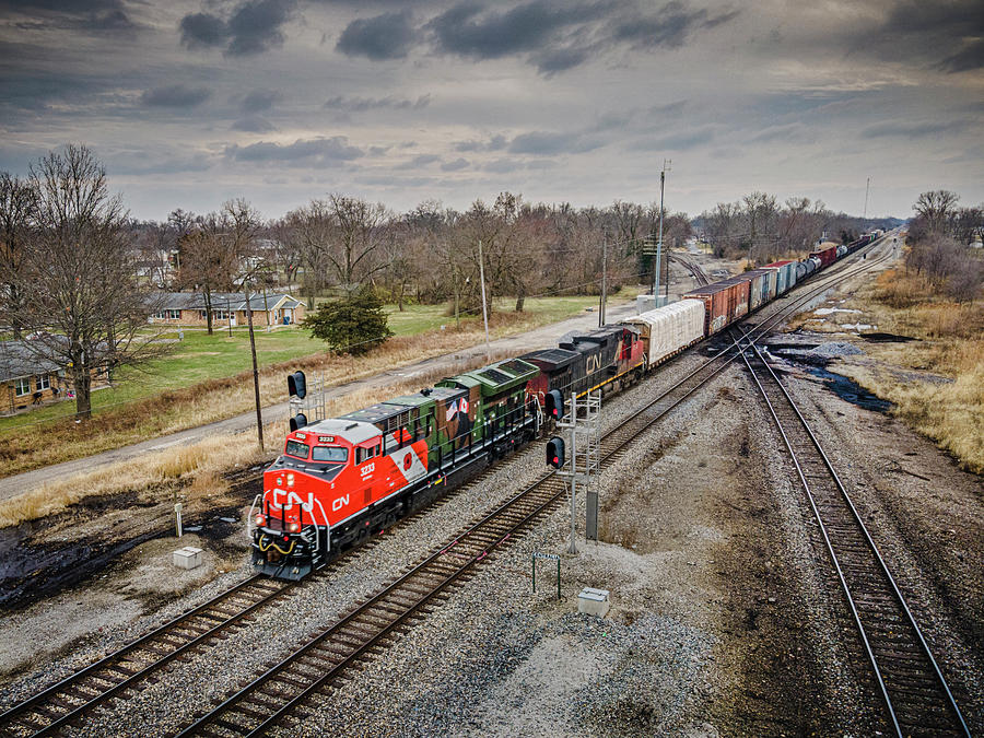 Canadian National Support our Troops engine at Centralia IL Photograph by Jim Pearson