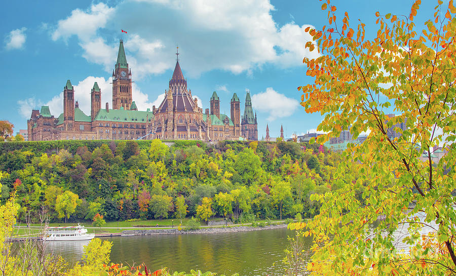 Canadian Parliament Hill Autumn Landscape Photograph by Charline Xia
