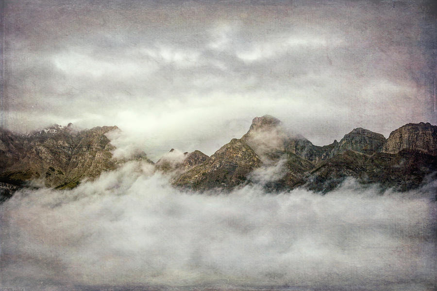 Canadian Rockies In The Clouds Textured Photograph by Dan Sproul