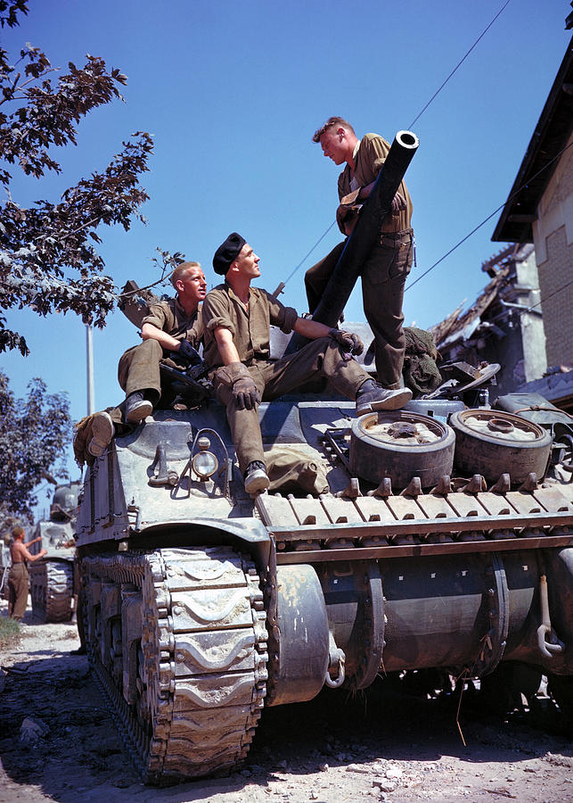 Canadian Sherman Tank Crew - Battle Of Normandy - 1944 Photograph by War Is Hell Store