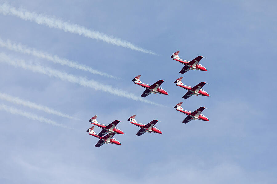 Canadian Snowbirds Arrow Formation Photograph by Michael Russell