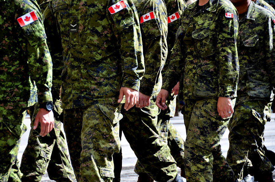 Canadian Soldeiers in Camo Marching Photograph by Brian Kennedy