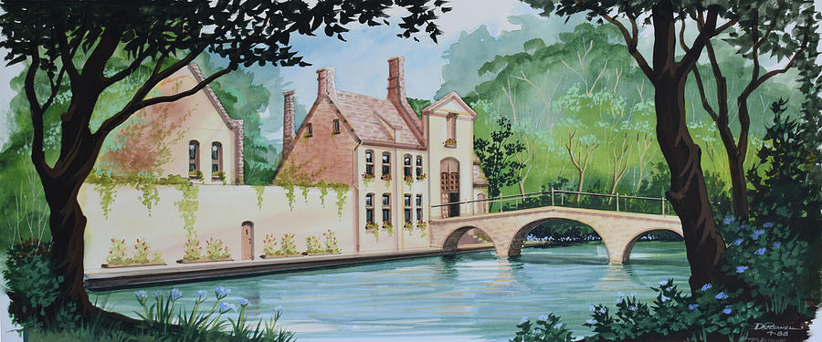 Canal at Bruges, Belgium Painting by Donald Presnell