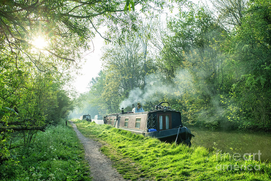 Canal Boat in Spring along the Oxford Canal at Upper Heyford Photograph by Tim Gainey