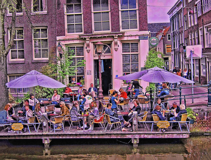 Amsterdam Canal Cafe Photograph by Allen Beatty