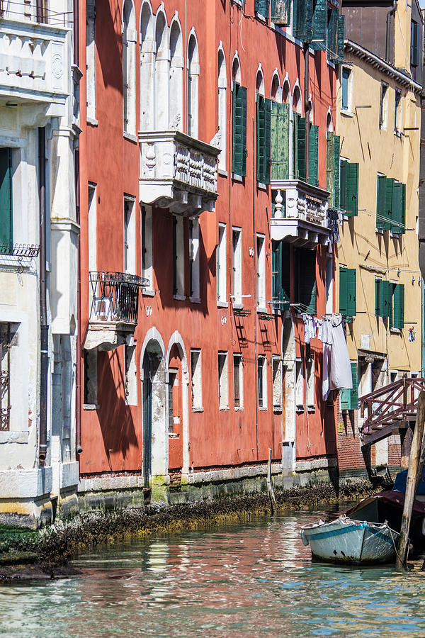 Canal in Venice with Brown house  Photograph by John McGraw