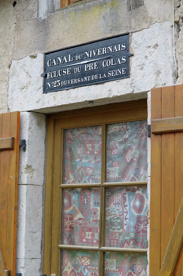 Canal sign above the door, Ecluse 23 Pre Colas,  La Vauvelle et le Port, Pazy, Nievre, Burgundy, France Photograph by Kevin Oke