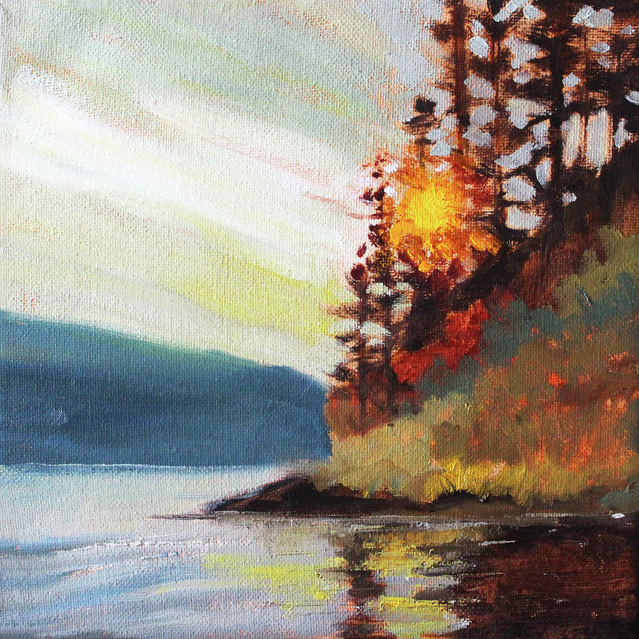 Tree Painting - Canal Sunset by Nancy Merkle