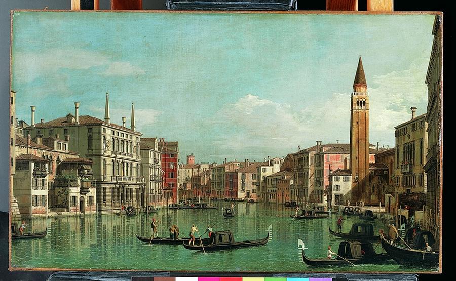 Canaletto - The Grand Canal, Venice, Looking Southeast, with the Campo della Carita to the Right Painting by Les Classics