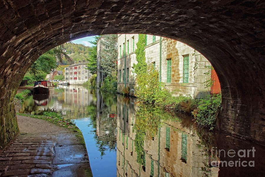 Canalside Reflections At Hebden Bridge. Photograph