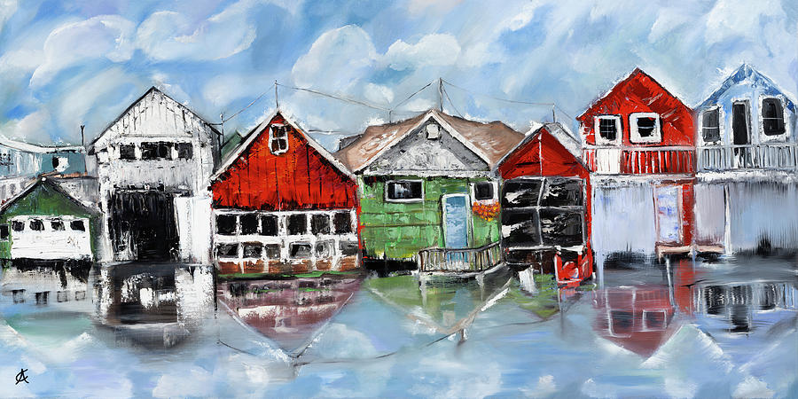 Canandaigua Painting - Canandaigua Lake NY Boat Houses by Anthony Caruso