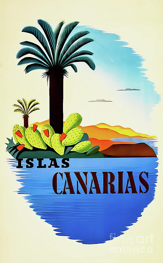 Canary Islands Retro Vintage Travel Poster Drawing by M G Whittingham