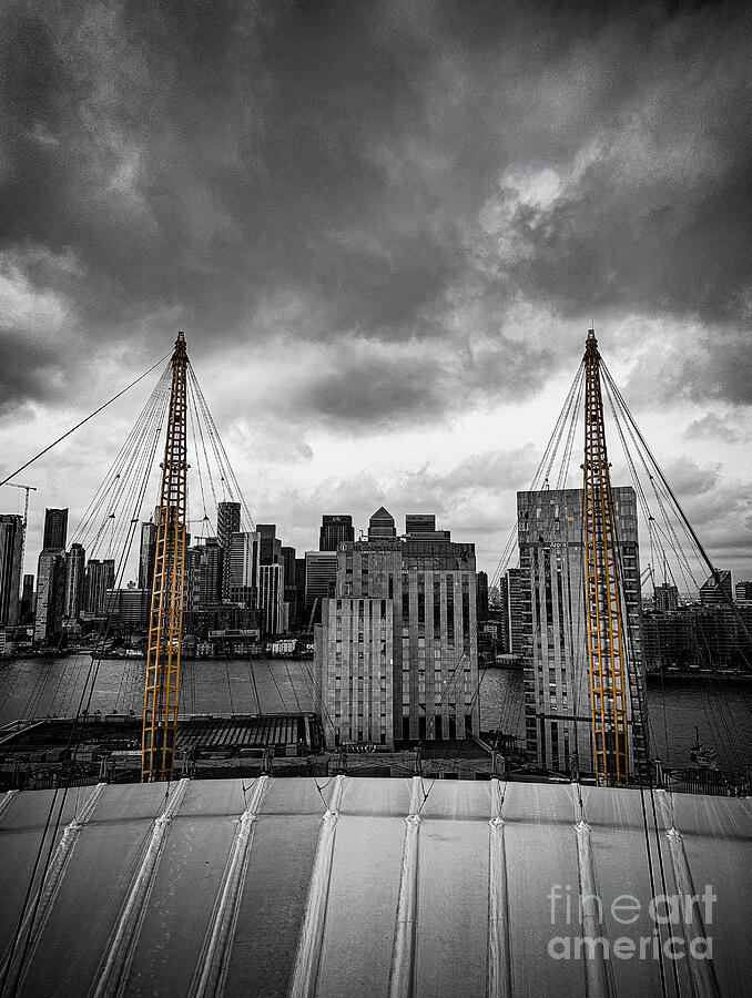 Architecture Photograph - Canary Wharf, from the top of the O2, London by Angela Felstead