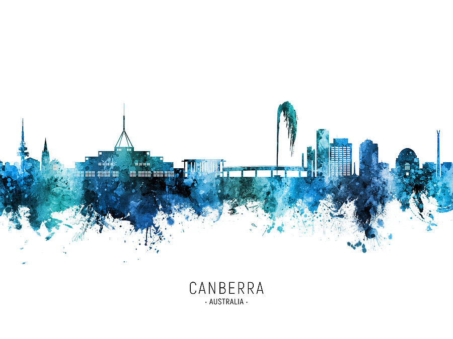 Canberra Australia Skyline #01 Digital Art by Michael Tompsett