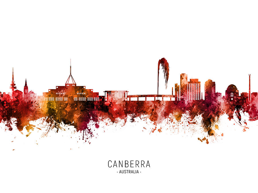 Canberra Australia Skyline #02 Digital Art by Michael Tompsett