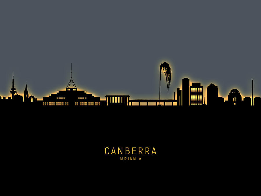 Canberra Australia Skyline #05 Digital Art by Michael Tompsett
