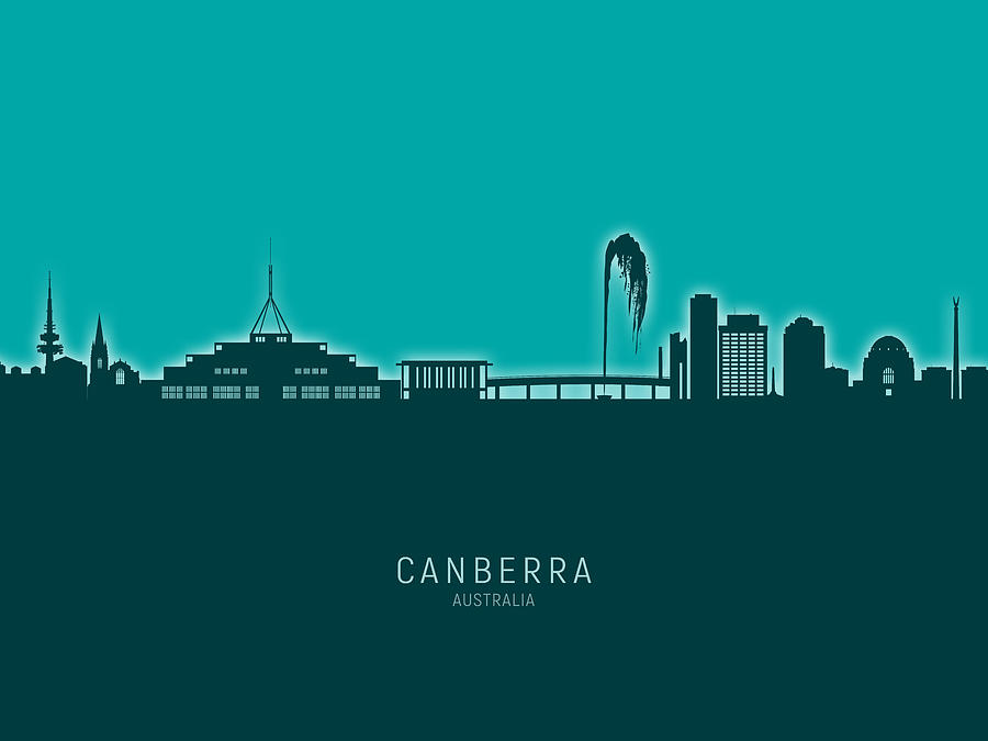 Canberra Australia Skyline #07 Digital Art by Michael Tompsett