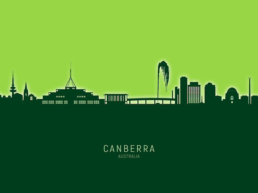 Canberra Australia Skyline #09 Digital Art by Michael Tompsett