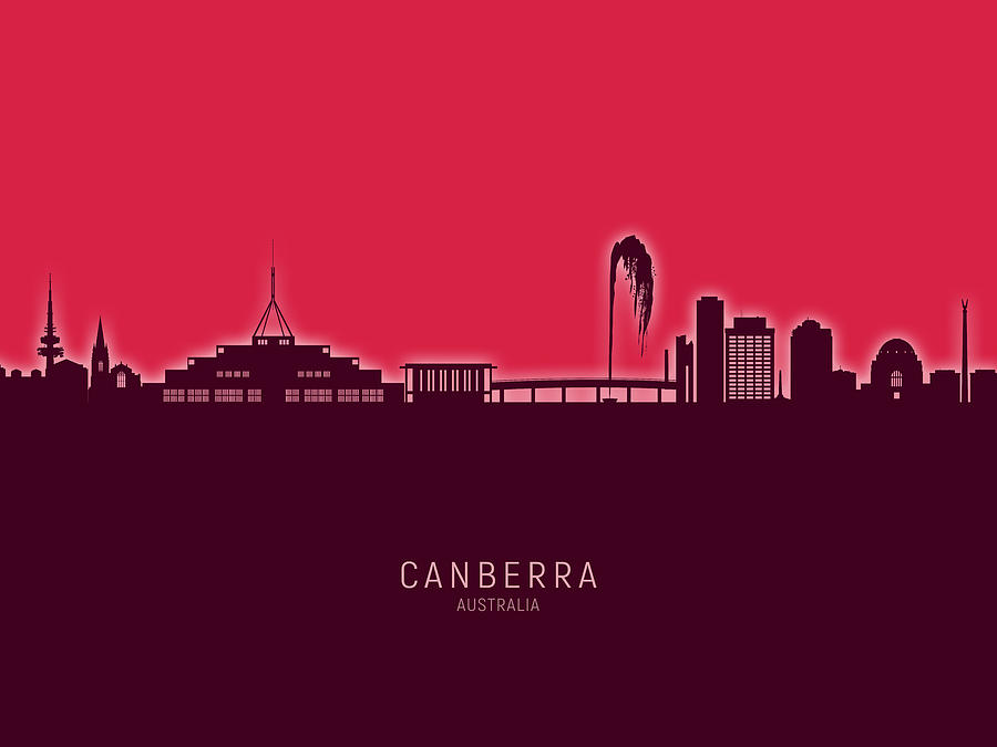 Canberra Australia Skyline #11 Digital Art by Michael Tompsett