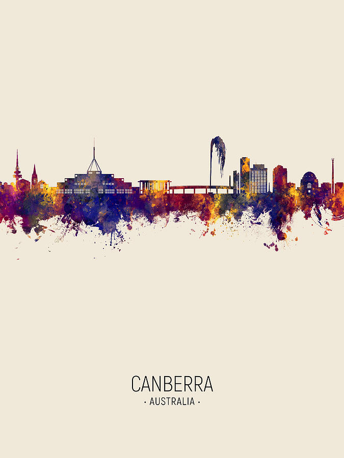 Canberra Australia Skyline #15 Digital Art by Michael Tompsett