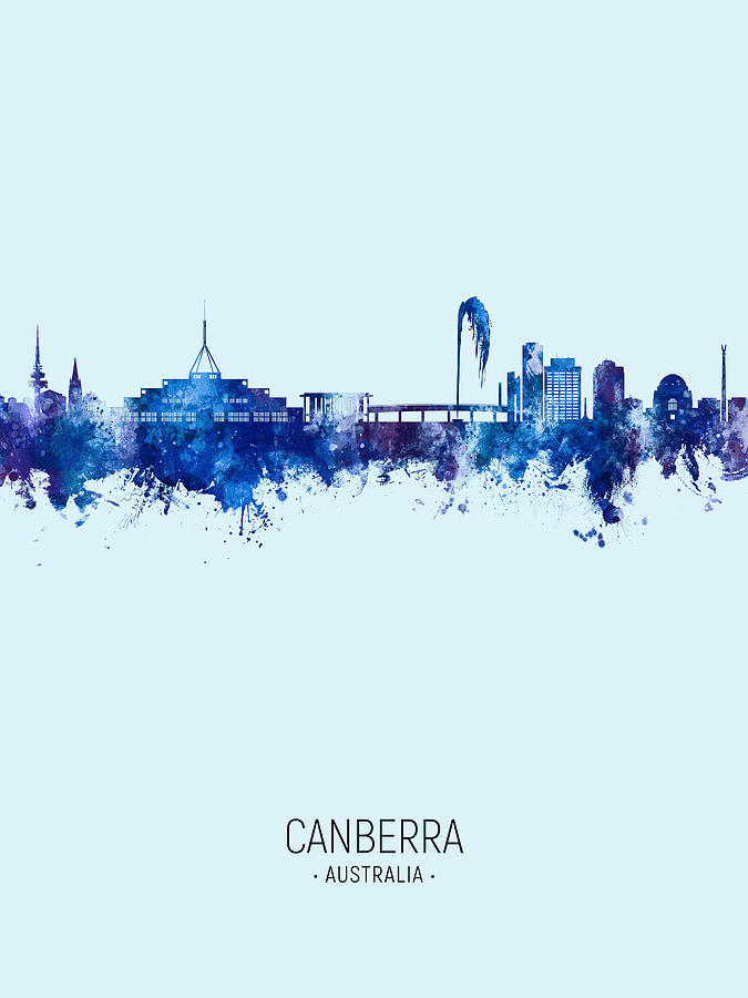 Canberra Australia Skyline #16 Digital Art by Michael Tompsett