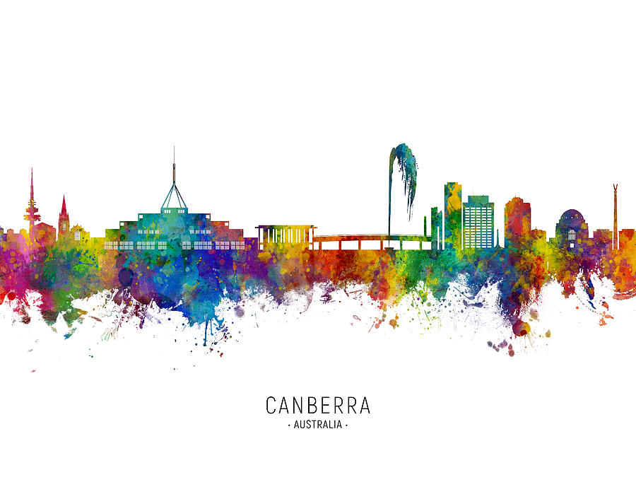 Canberra Australia Skyline #92 Digital Art by Michael Tompsett