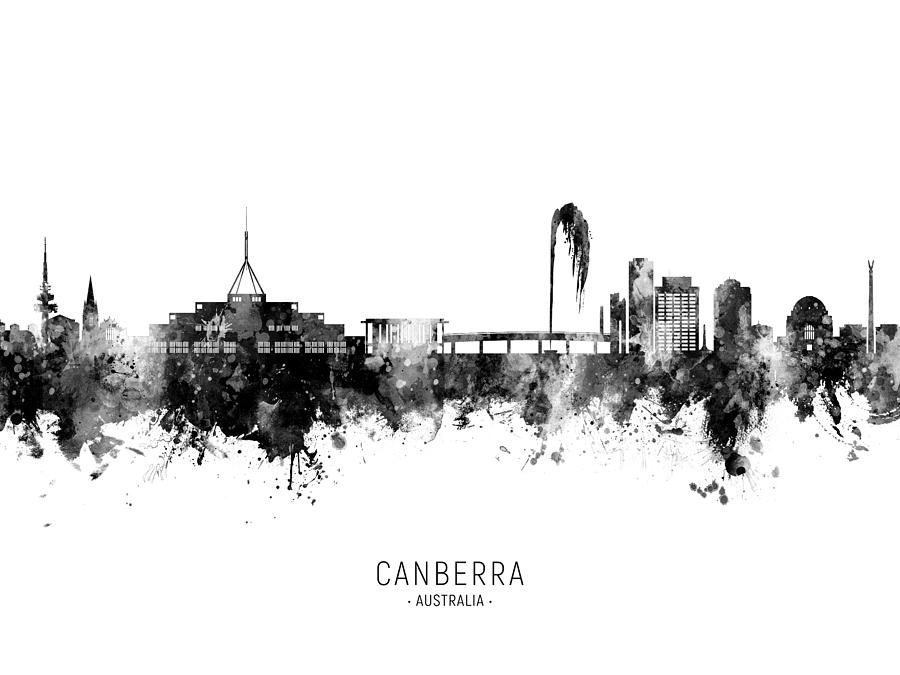 Canberra Australia Skyline #93 Digital Art by Michael Tompsett