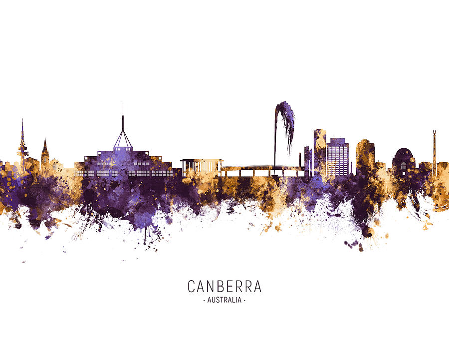 Canberra Australia Skyline #94 Digital Art by Michael Tompsett