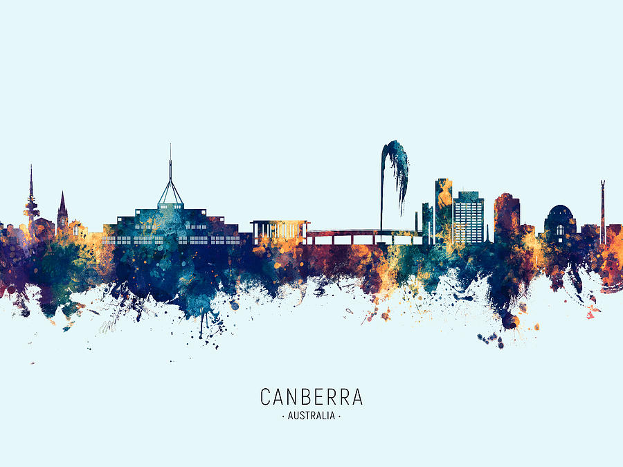 Canberra Australia Skyline #95 Digital Art by Michael Tompsett