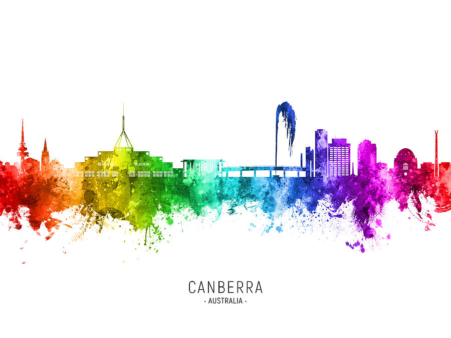 Canberra Australia Skyline #96 Digital Art by Michael Tompsett
