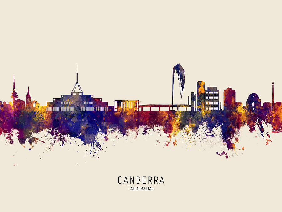 Canberra Australia Skyline #97 Digital Art by Michael Tompsett