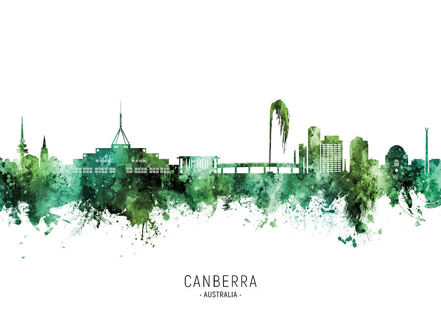 Canberra Australia Skyline #99 Digital Art by Michael Tompsett