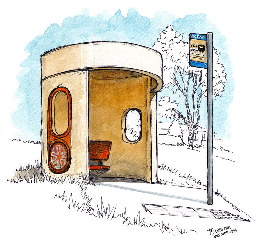 Australia Painting - Canberra Bus Shelter by Tom Napper