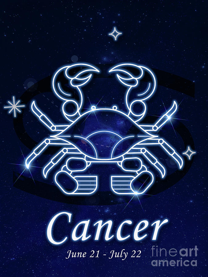 Cancer Line Art Zodiac Sign Zodiac Poster Design Digital Art by GnG ...