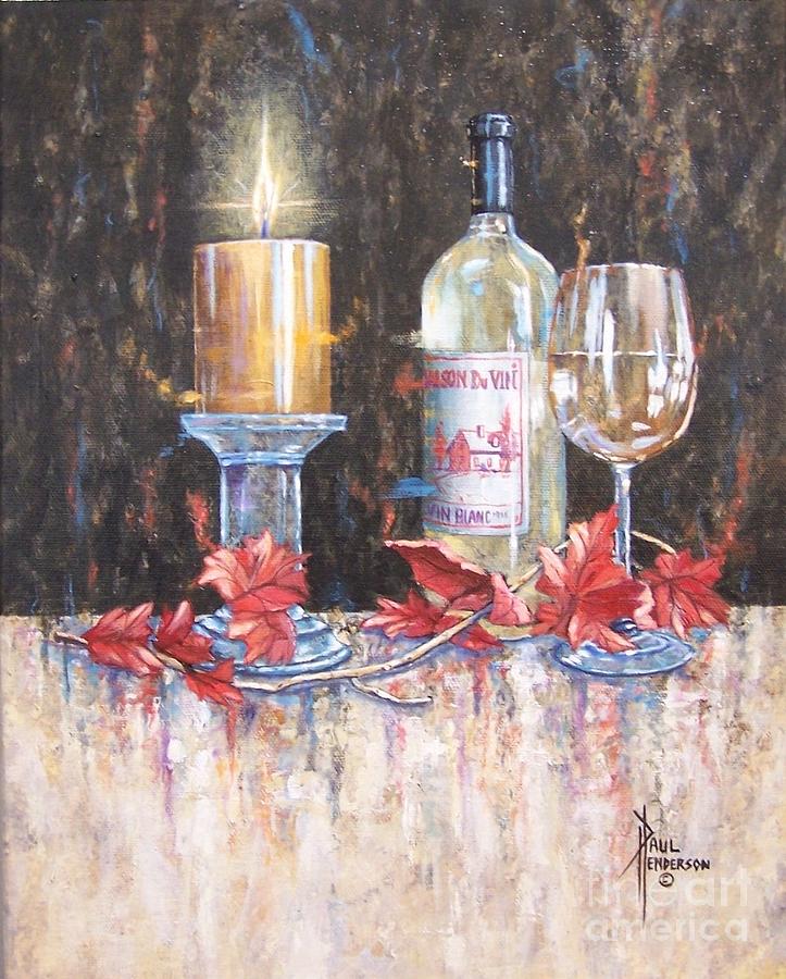 Candle Light And Wine Painting