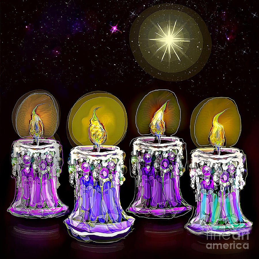 Candlelit Christmas Cosmos Digital Art by BelleAme Sommers