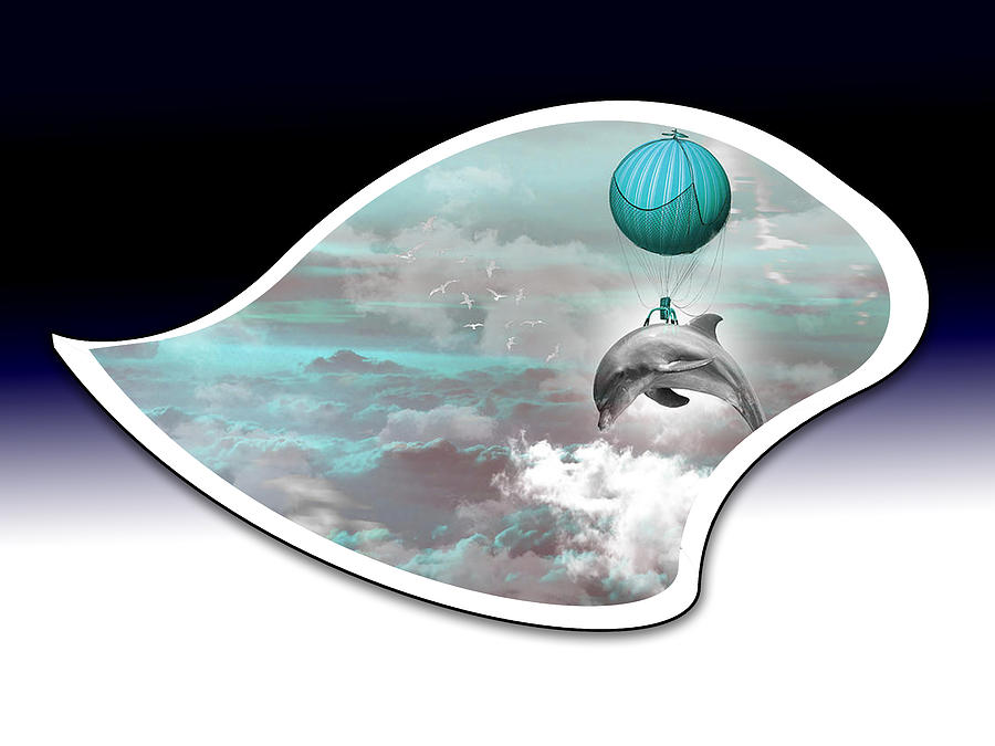 Candy Blue Air Balloon Dolphin Mixed Media by Marvin Blaine