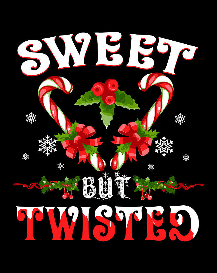Candy Cane Sweet But Twisted Funny Christmas Drawing by Tintin Bjorklund