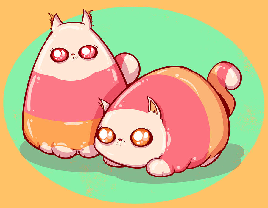 Candy Corn Cats Drawing