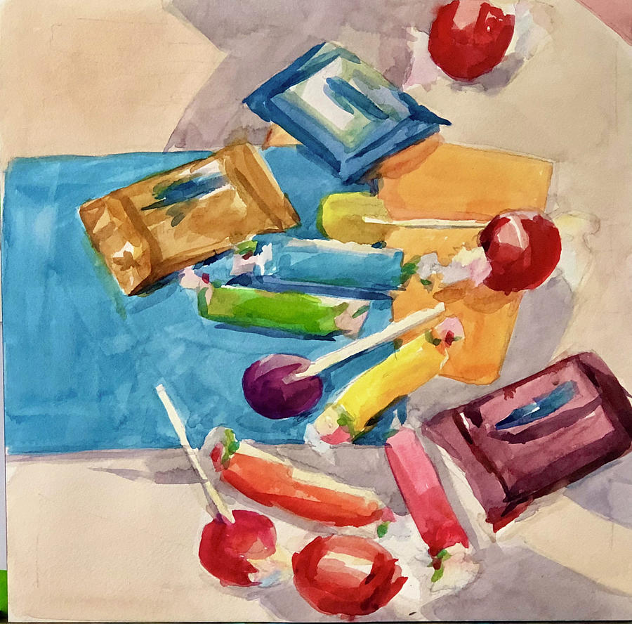 Watercolor Painting - Candy On Parade by Jo Mackenzie Watercolor Painting - Candy On Parade by Jo Mackenzie