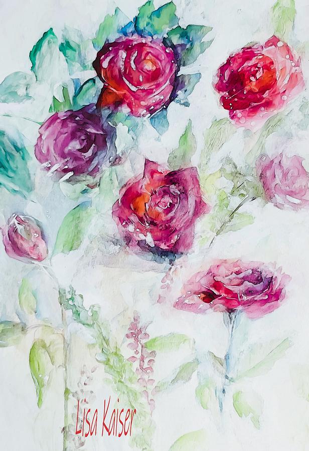Candy Red Roses Painting by Lisa Kaiser