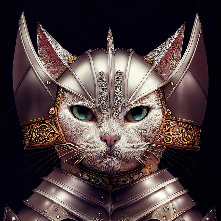 Candy the Warrior Kitten Digital Art by Peggy Collins