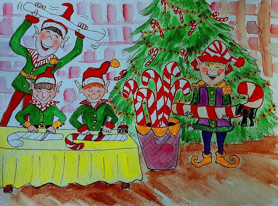Candycane Factory Painting by Julie Brugh Riffey